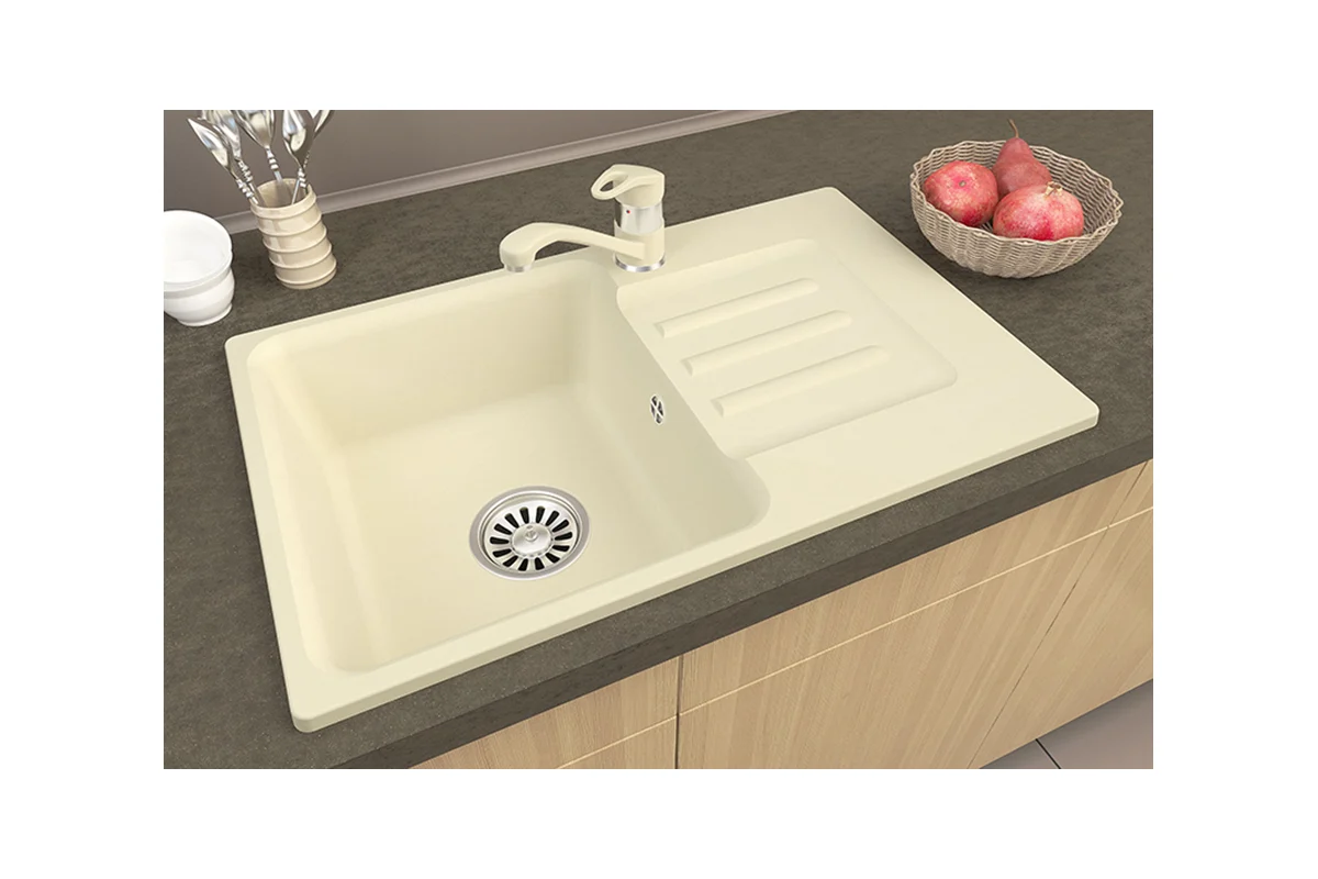 Мойка комп. GRANFEST SMART GF-SM680L (681*433) Белый прямоугольная с крылом