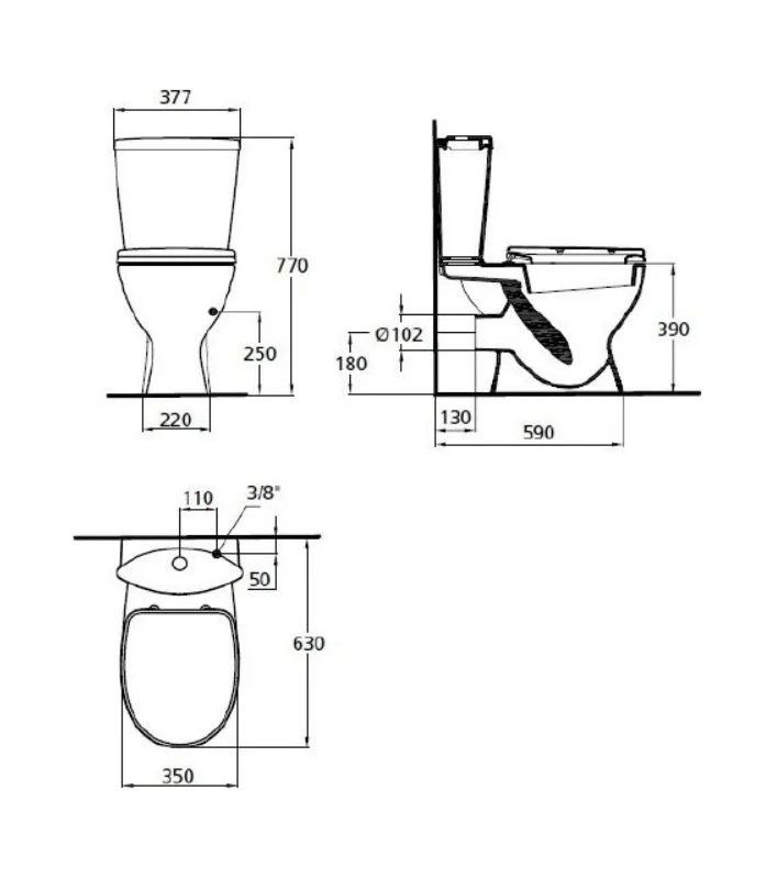 Унитаз-компакт Океан Джуниор г/вып н/под 2 реж в/к Ideal Standart W904401