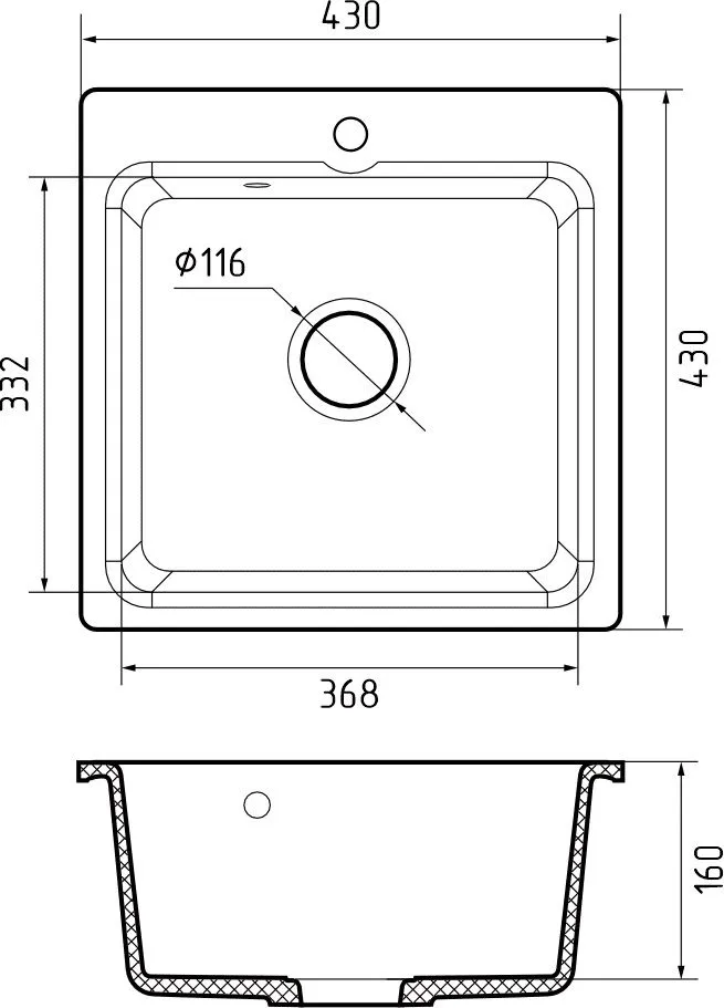 Мойка комп. GRANFEST SMART GF-SM 430 (432*432), бежевый