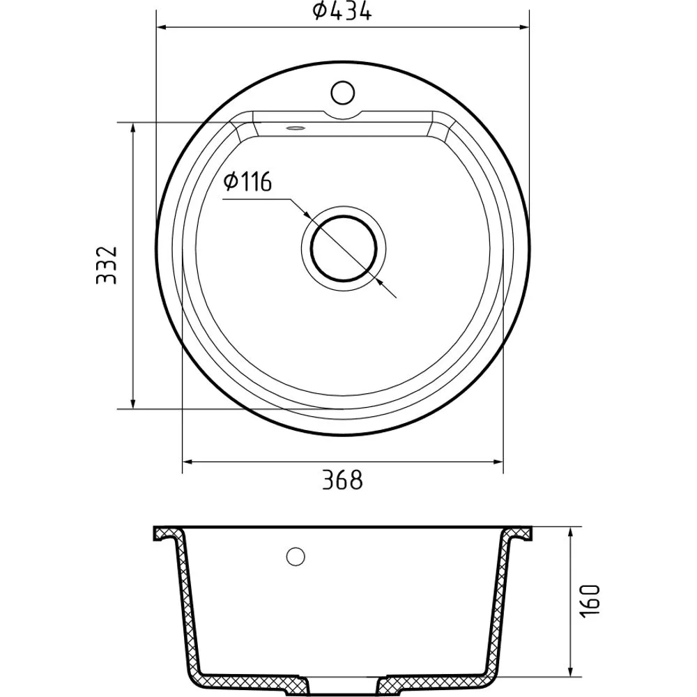 Мойка комп. GRANFEST SMART GF-SM 435 D=432 (чёрный)