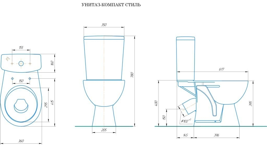 Унитаз-компакт Стиль г/вып н/под 2реж Rosa Киров