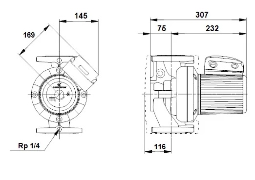 Циркуляционный насос Grundfos UPS 50-120 F 280