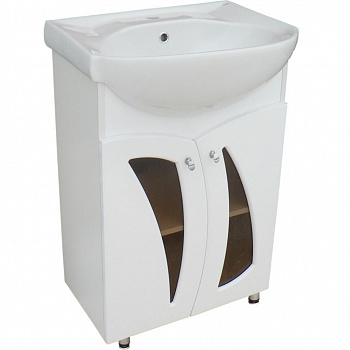 GOFFRE FLORA 60 тумба напольная с умывальником Art 60, белый soft touch с двумя ящиками TOPPUS