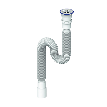 Сифон умыв гофр 1 1/2"х40/50 L=1500мм нерж/сетка Unicorn D240